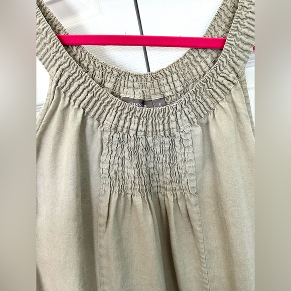 Sussan 100% Linen Taupe Smocked Sleeveless Dress-Size 8 - Picture 10 of 11